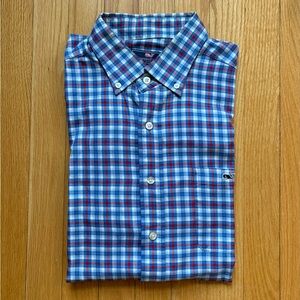 Vineyard Vines Men’s Long Sleeve Tucker Shirt Classic Large Blue Red White Plaid